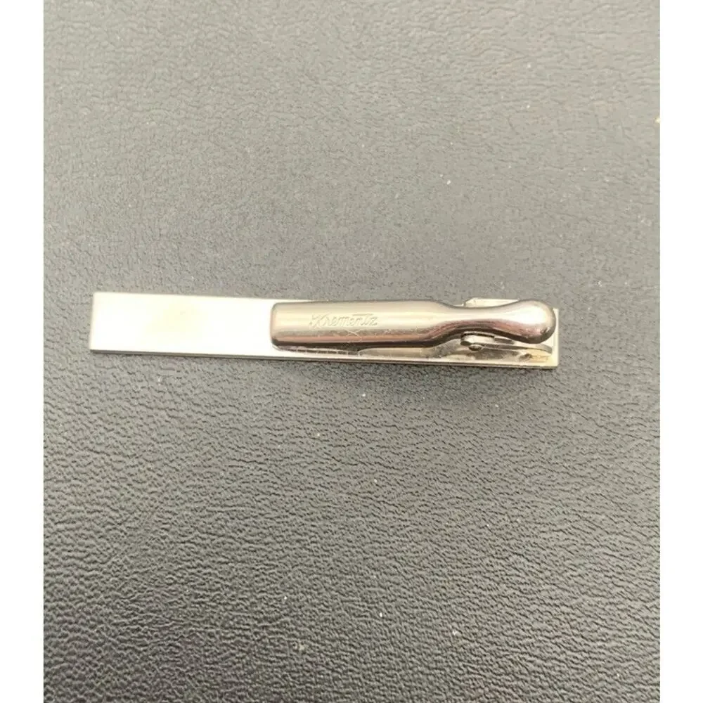 Vintage Krementz Timeless Brushed Silver‎ Tone Tie Clip Signed
